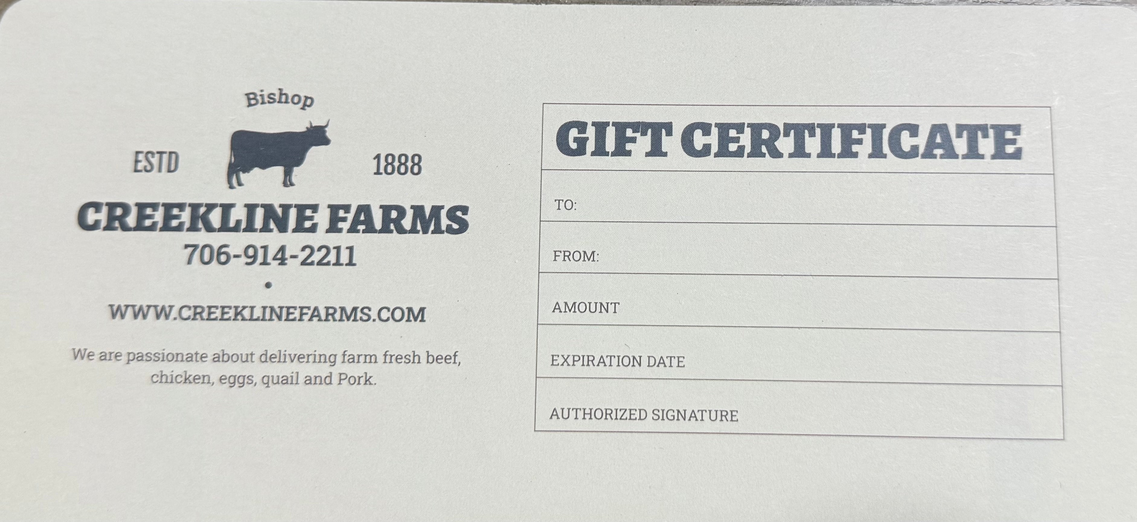 Creekline Farms Gift Card